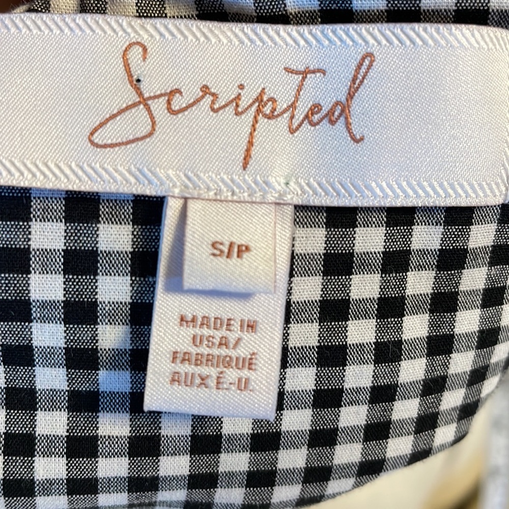 Scripted Blouse, Checkered Pattern One Off Should… - image 7